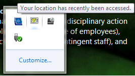 Location Access Task Tray hover